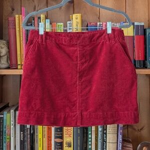 Cherry Red Gap Corduroy Miniskirt